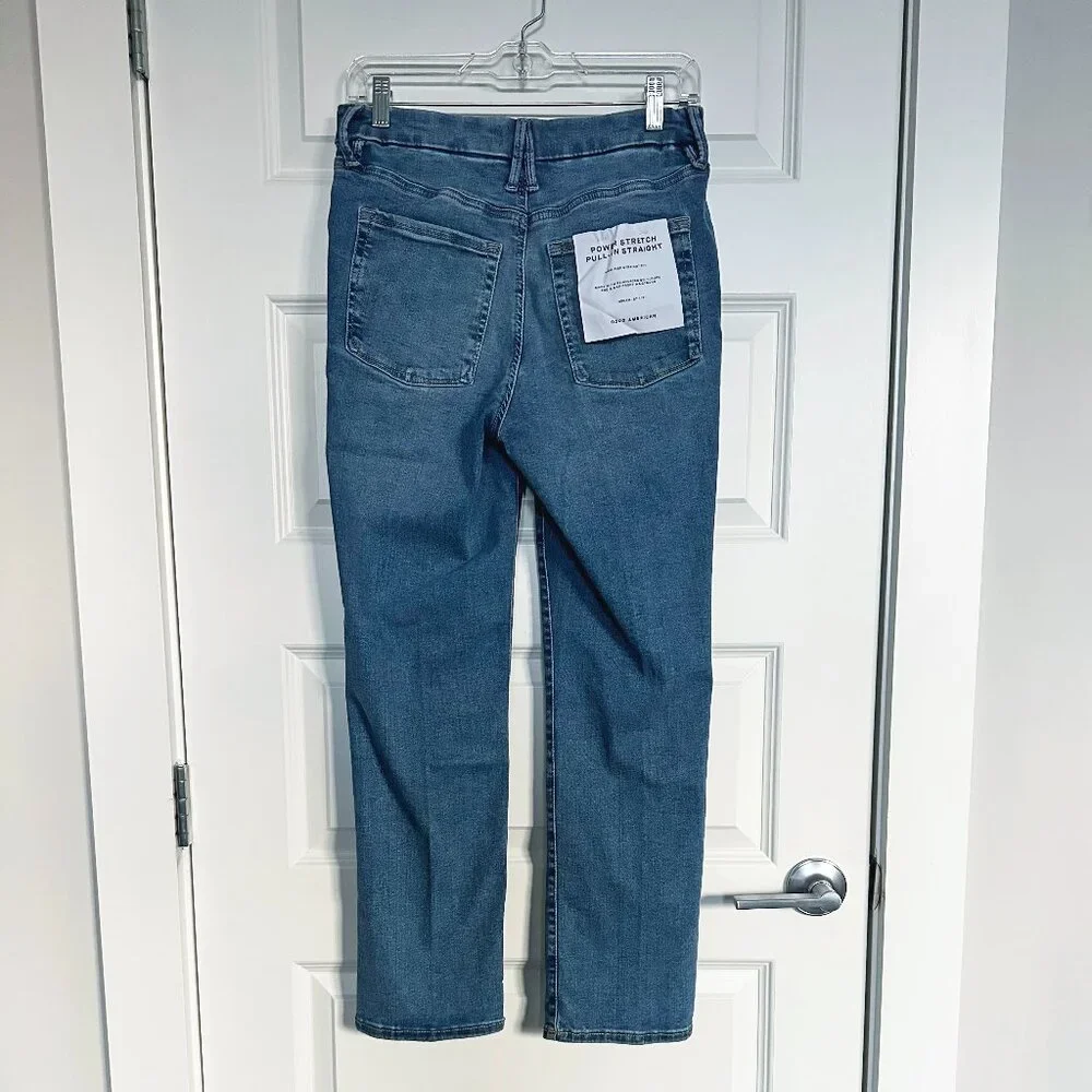 NWT Good American Power Stretch Pull-on Straight Jeans - Picture 8 of 9